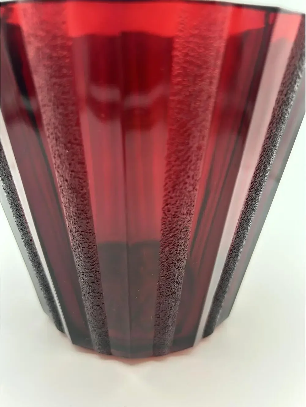 Vintage Ruby Red Glass Ice Bucket- metal Handle